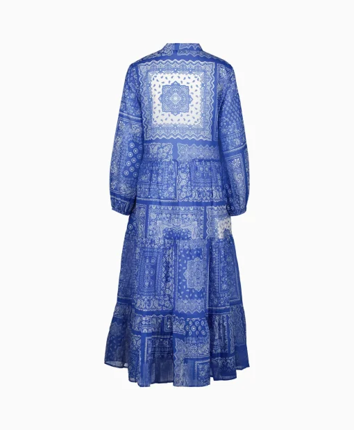0039 Italy Maxi Jurk Mila Long 212344 Blauw Dessin*Dames Jurken