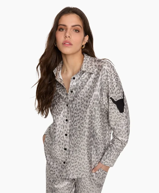 Alix The Label Blouse Knitted Leopard Zilver*Dames Blouses