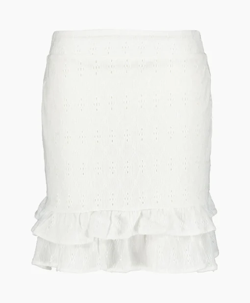 Alix The Label Minirok Knitted Jersey Broderie Skirt Off White*Dames Rokken