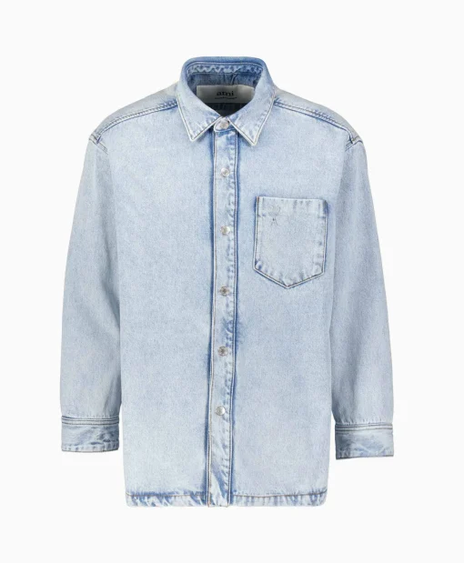 Ami Paris Overshirt Oversized Adc Licht Blauw*Dames Jassen