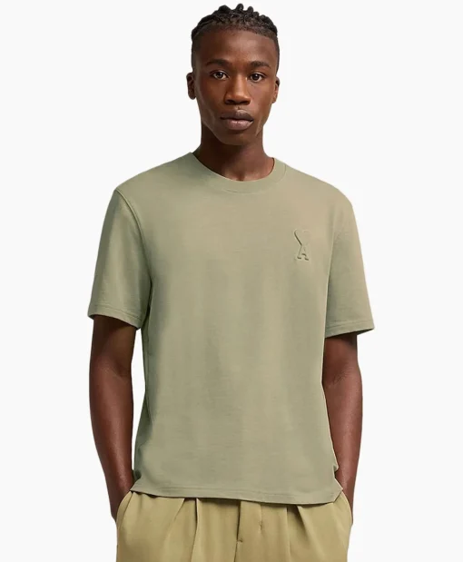 Ami Paris T-Shirt Korte Mouw Adc Khaki*Heren T-Shirts