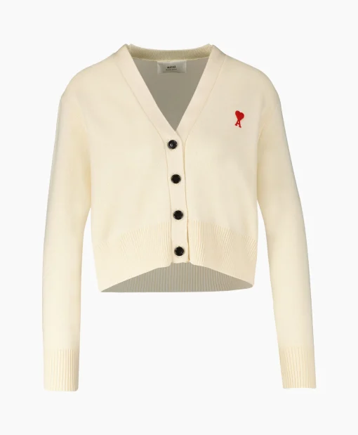 Ami Paris Vest Red Adc Cardigan Beige*Dames Vesten