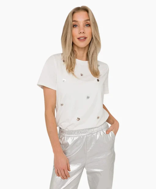 Anna Van Toor T-Shirt Korte Mouw 08A04-03629 Off White*Dames T-Shirts & Tops