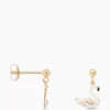 Anna+nina Oorbellen Single Swan Lake Stud Earring Silver Gol Wit*Dames Sieraden