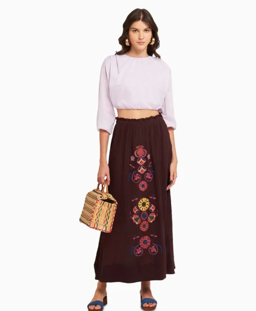 Antik Batik Maxi Rok Magoo1Ski Bruin*Dames Rokken