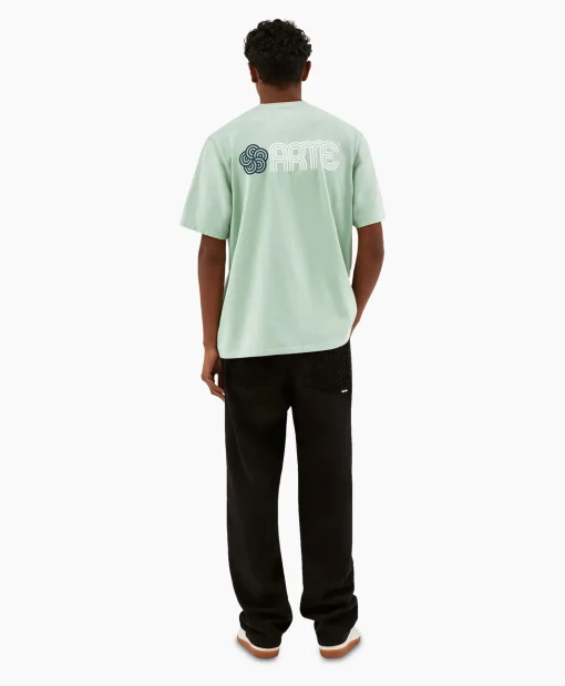Arte Antwerp T-Shirt Korte Mouw Circle Flower Back Front Print Groen*Heren T-Shirts