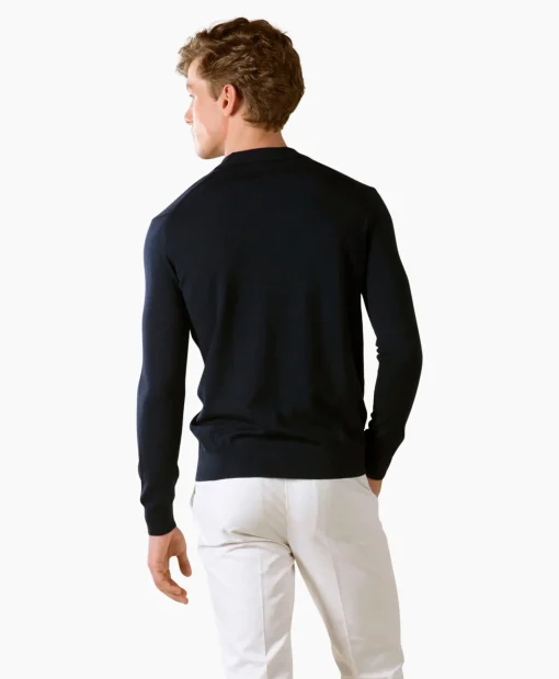 Aurelien Pullover Rib Zip Polos Ls Donker Blauw*Heren Truien