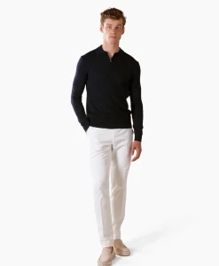 Aurelien Pullover Rib Zip Polos Ls Donker Blauw*Heren Truien