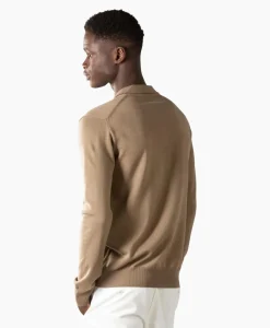 Aurelien Pullover Buttonless Polo L Taupe*Heren Truien