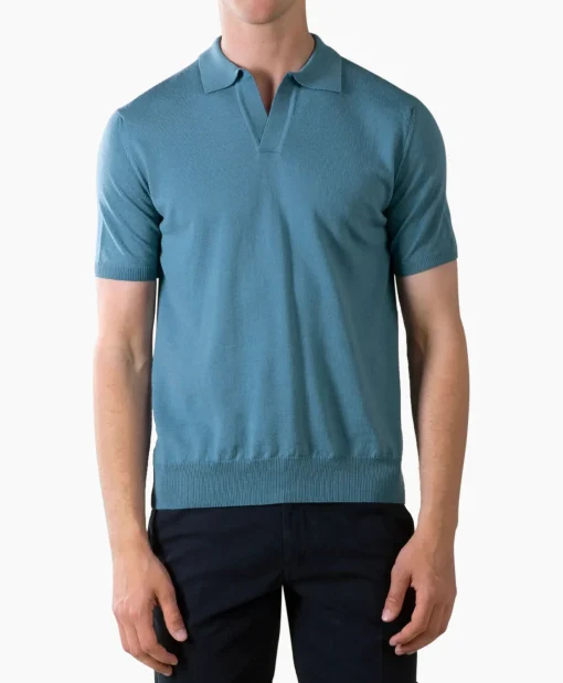 Aurelien Polo Buttonless Sl Blauw*Heren Polo's