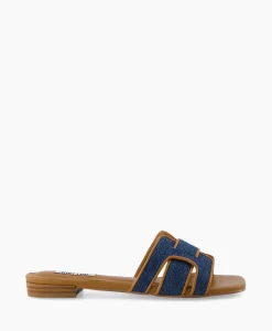 Bibi Lou Sandaal Zonder Hak Leather + Linnen Bruin*Dames Sandalen