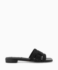 Bibi Lou Sandaal Zonder Hak Strass Zwart*Dames Sandalen