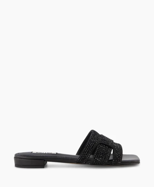 Bibi Lou Sandaal Zonder Hak Strass Zwart*Dames Sandalen