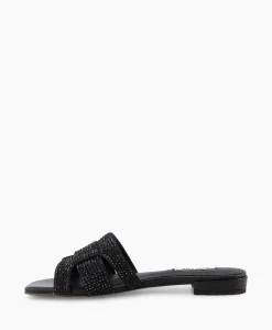 Bibi Lou Sandaal Zonder Hak Strass Zwart*Dames Sandalen