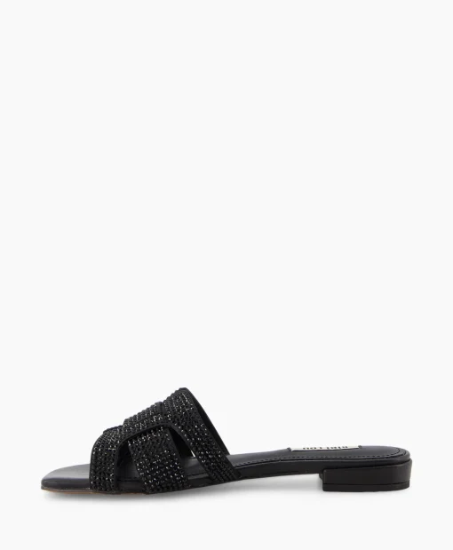 Bibi Lou Sandaal Zonder Hak Strass Zwart*Dames Sandalen