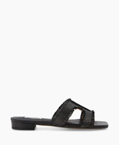 Bibi Lou Sandaal Zonder Hak Rafia Zwart*Dames Sandalen