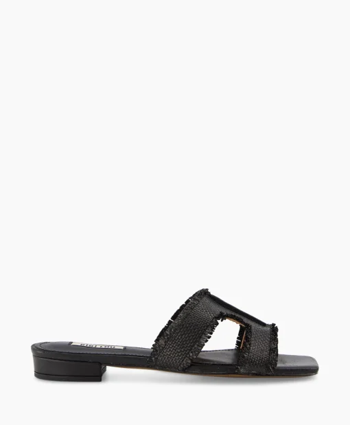 Bibi Lou Sandaal Zonder Hak Rafia Zwart*Dames Sandalen