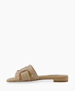 Bibi Lou Sandaal Zonder Hak Strass Beige*Dames Sandalen