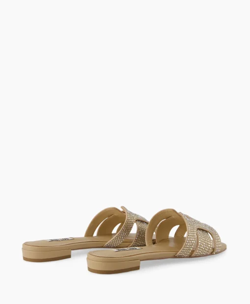 Bibi Lou Sandaal Zonder Hak Strass Beige*Dames Sandalen