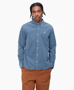 Carhartt Wip Overhemd L/S Madison Fine Cord Blauw*Heren Overhemden