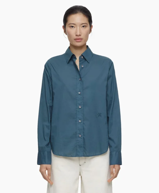 Closed Blouse Fitted Blauw*Dames Blouses