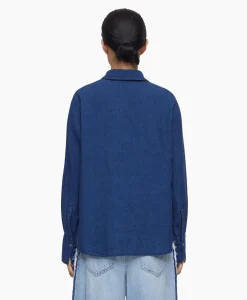 Closed Blouse Open Neck Blauw*Dames Blouses