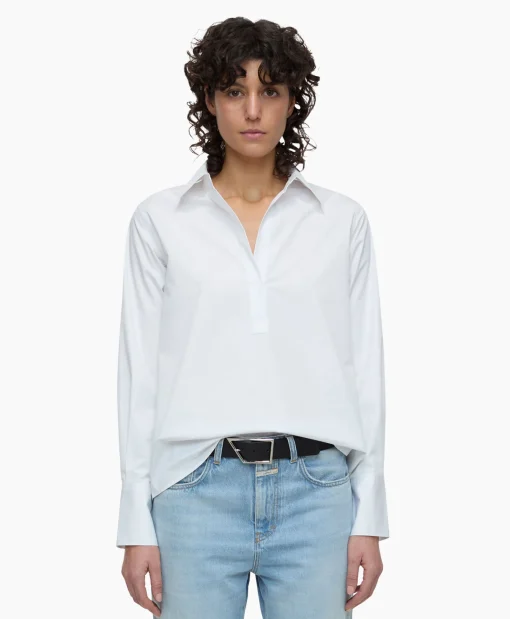 Closed Blouse Open Neck Tunic Wit*Dames Blouses