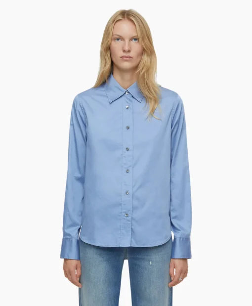 Closed Blouse Straight Fitted Blauw*Dames Blouses
