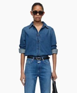 Closed Blouse Straight Fitted Blauw*Dames Blouses