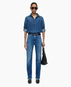 Closed Blouse Straight Fitted Blauw*Dames Blouses