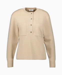 Closed Pullover Crew Neck Henley Beige*Dames Truien