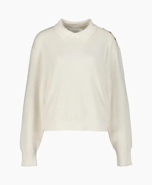 Closed Pullover Cropped Polo Off White*Dames Truien