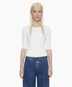 Closed T-Shirt Korte Mouw Crewneck Short Sleeve Off White*Dames T-Shirts & Tops