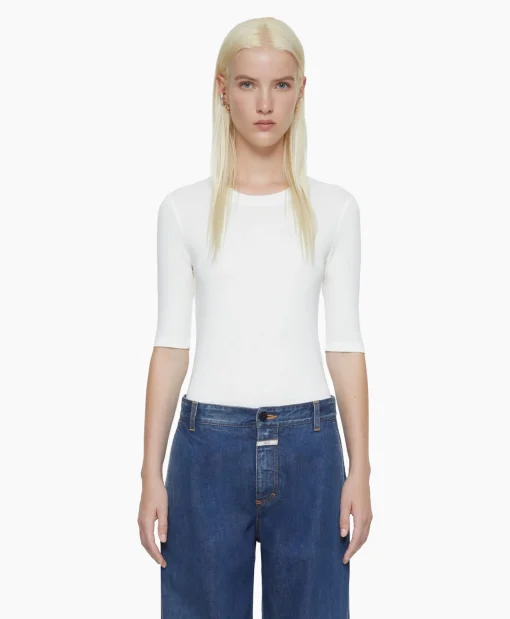 Closed T-Shirt Korte Mouw Crewneck Short Sleeve Off White*Dames T-Shirts & Tops