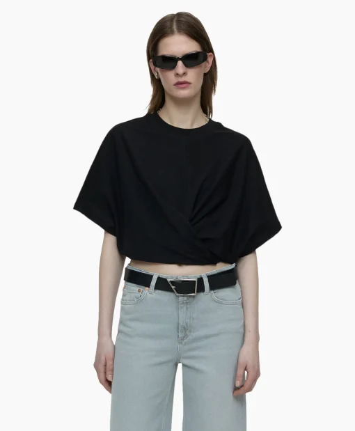 Closed T-Shirt Korte Mouw Wrap Zwart*Dames T-Shirts & Tops