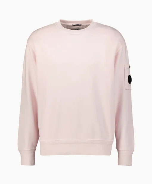Cp Company Sweater Cotton Diagonal Fleece Lens Rose*Heren Truien
