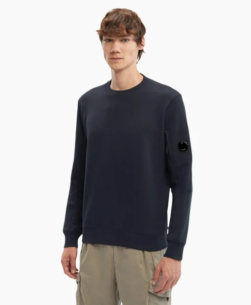 Cp Company Sweater Diagonal Raised Fleece Donker Blauw*Heren Truien