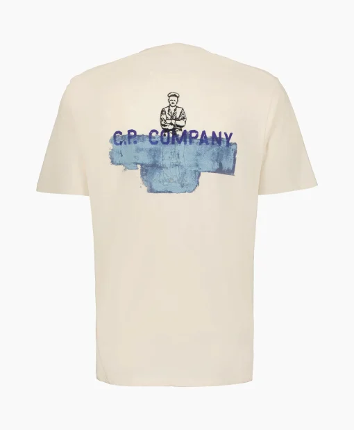 Cp Company T-Shirt Natural Jersey Ecru*Heren T-Shirts