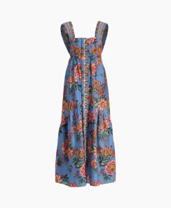 Farm Rio Maxi Jurk Wonderful Bouquet Blue Sleeveless Blauw*Dames Bruiloftskleding