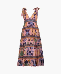 Farm Rio Midi Jurk Seashell Tapestry Pink Rose*Dames Bruiloftskleding
