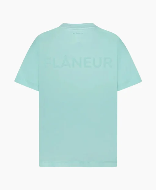 Flâneur Flaneur T-Shirt Korte Mouw Tonal Logo Blauw*Heren T-Shirts