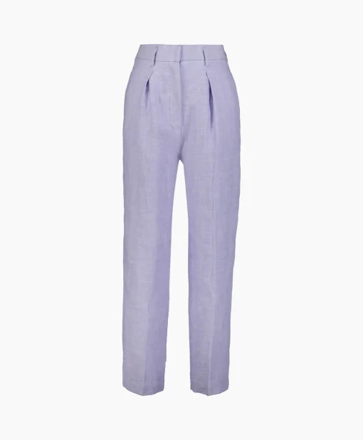 Forte_forte Pantalon Chic Linen Herringbone High Waist Lila*Dames Broeken