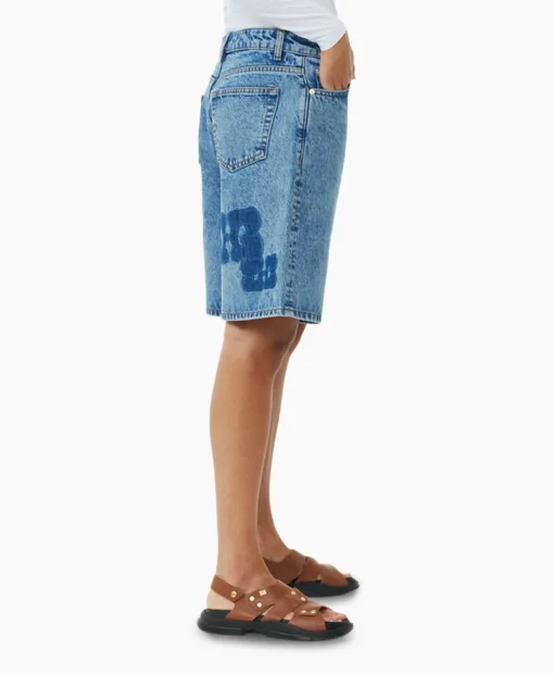 Ganni Korte Broek Patch Denim Blauw*Dames Broeken