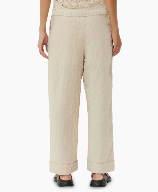 Ganni Pantalon Textured Suiting Mid Waist Beige*Dames Broeken