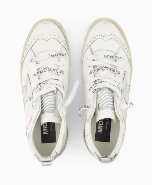 Golden Goose Sneaker Mid Star Leather Upper And Wave Wit*Dames Sneakers