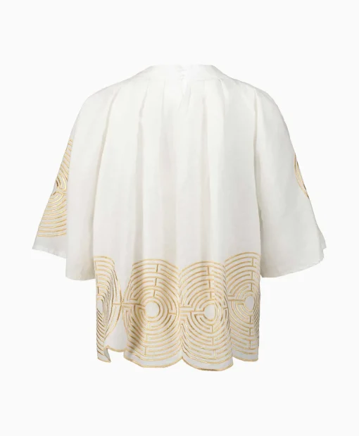 Greek Archaic Kori Blouse Pleates Labyrinth Wit*Dames Blouses