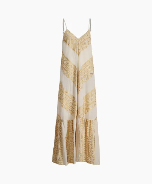 Greek Archaic Kori Maxi Jurk Long All Over Old Straps Ivoor / Naturel*Dames Bruiloftskleding