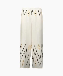 Greek Archaic Kori Pantalon Zig Zag Elastic Waist Ivoor / Naturel*Dames Broeken