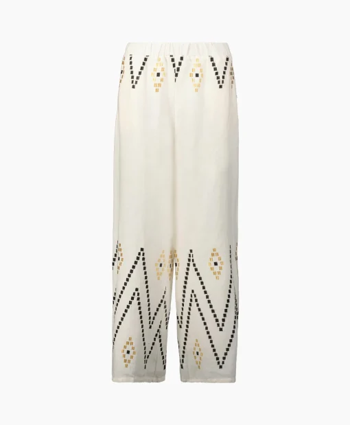 Greek Archaic Kori Pantalon Zig Zag Elastic Waist Ivoor / Naturel*Dames Broeken