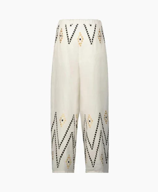 Greek Archaic Kori Pantalon Zig Zag Elastic Waist Ivoor / Naturel*Dames Broeken